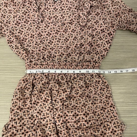 NWOT Misa Pink Tile Print Pullover Mini Dress Smocked Waist Size XS - Picture 11 of 12